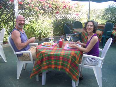 Danny and Denise Enjoying a Jamaican Meal