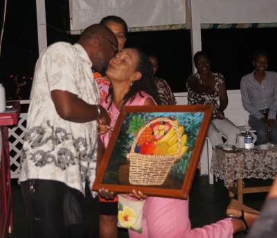 Aceion Cunningham winner of a piece of art created from egg shells  